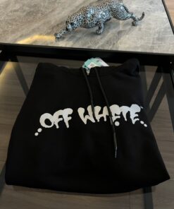 Off White Black Cotton Neen Ow Logo Hoodie