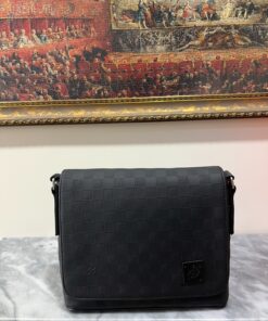 Louis Vuitton Black Leather Messenger Bag