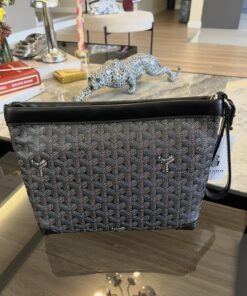 Goyard Goyardine Canvas Grey Conti Pouch Palladium Hardware