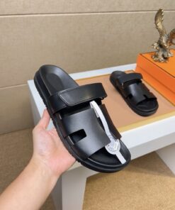 Hermes Chypre Black Sandals