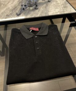 Gucci Diamond Detail Black Polo Tshirt