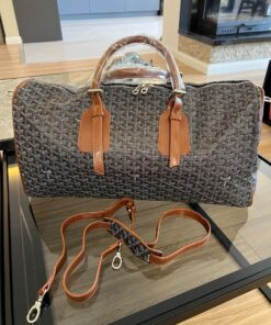 Premium Leather Chevron Coated Travel Bag