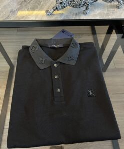 Black Monogram %100 Cotton Polo Tshirt