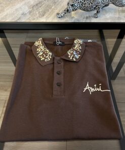 Amiri Brown Cotton Polo Tshirt